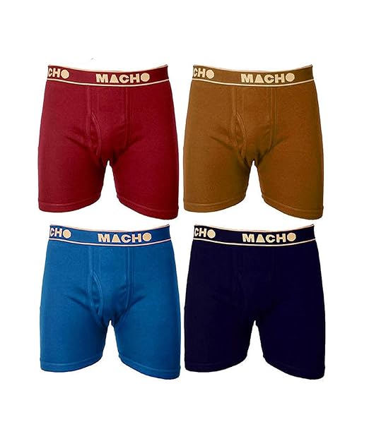 Amul Macho Men's Long Cotton Fine Trunk Pack of 4 (Multi Color)