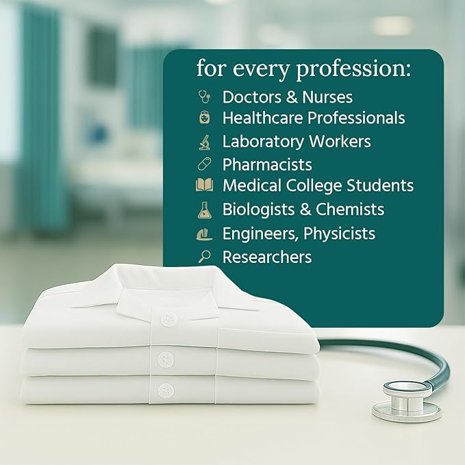 Half-Sleeve T.C-Cotton Lab Coat – Best Apron for Male / Female Doctors, Nurses, Students, and Lab Technicians